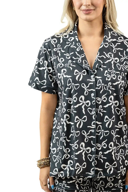 Black Shorts Set Bow Pajamas