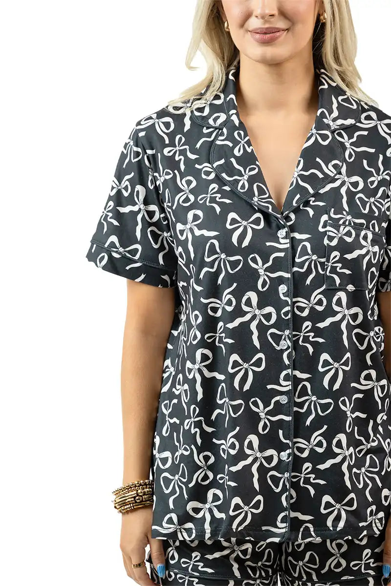 Black Shorts Set Bow Pajamas