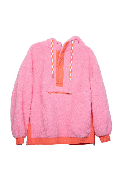Pink Two-Toned Fleece Pullover Women