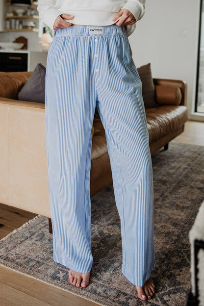 Blue Striped Women's Boxer Pants