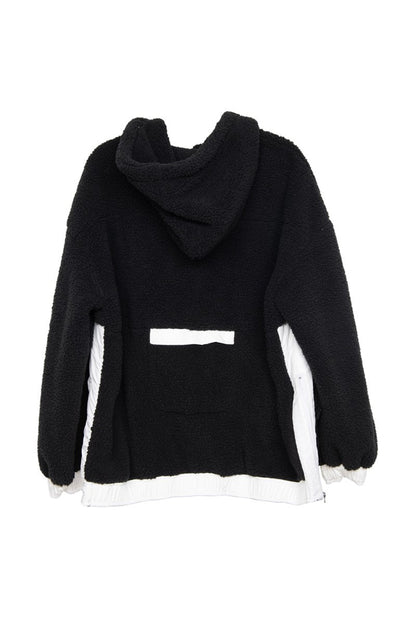 Black Sherpa Pullover Hoodie