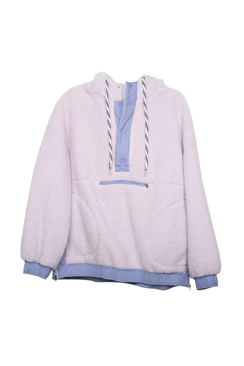 Light Purple Two-Toned Sherpa Fleece Pullover