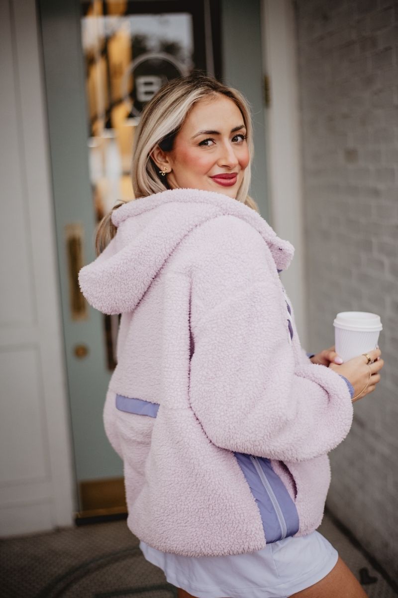 Light Purple Two-Toned Sherpa Fleece Pullover