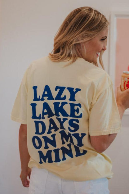 Lazy Lake Days On My Mind Large Print Graphic Tee